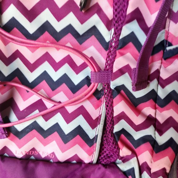 Land's End chevron pink purple kids backpack - Picture 3 of 8